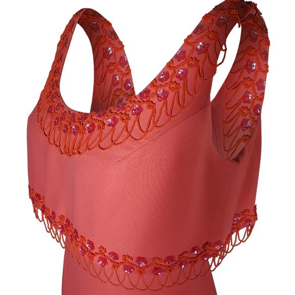 Lilli Diamond Vintage California Hand Jeweled in Hong Kong Peach Cocktai… - Picture 3 of 9